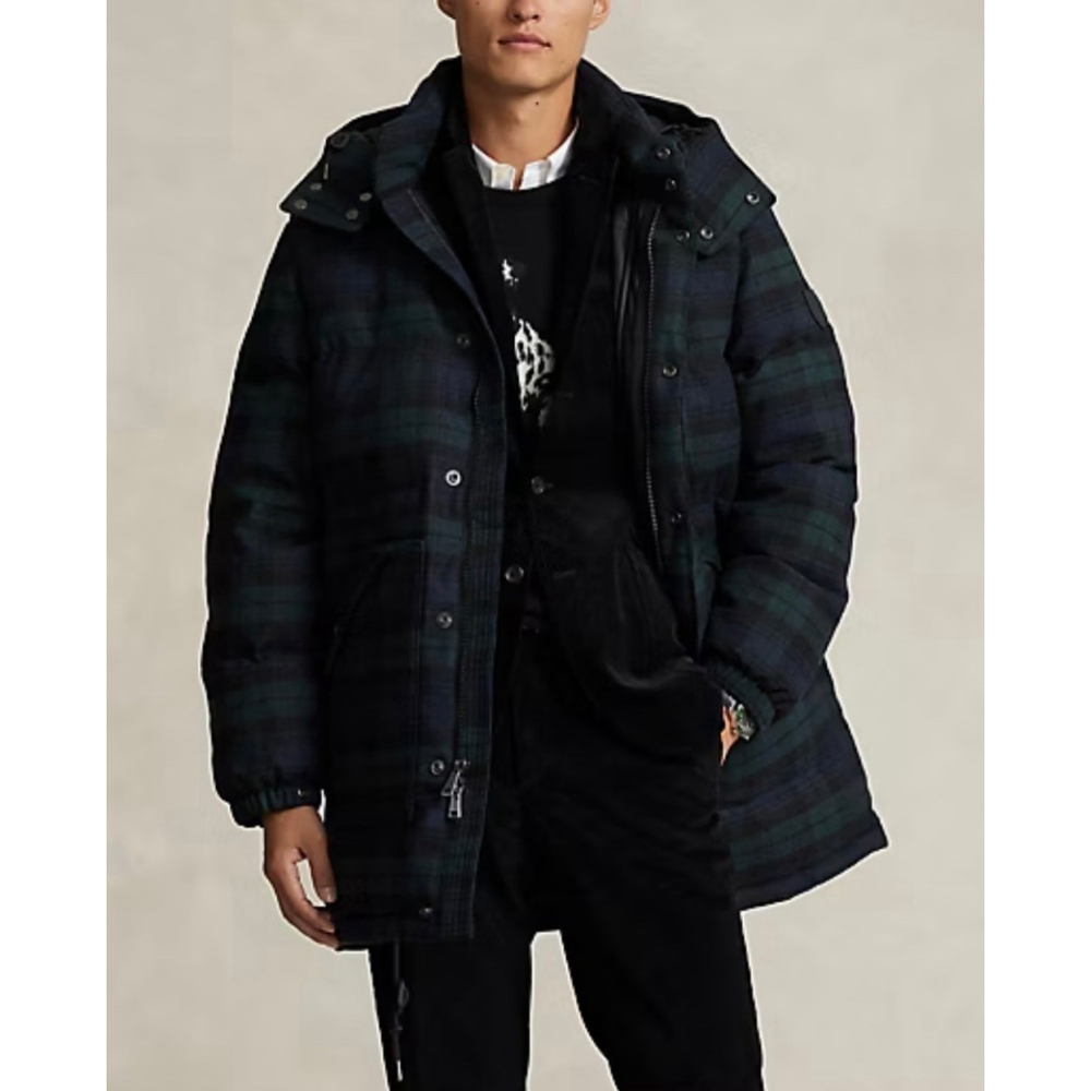 NWT Polo Ralph Lauren Plaid Hooded Duck Down Boulder Coat XL TG Lined Blackwatch